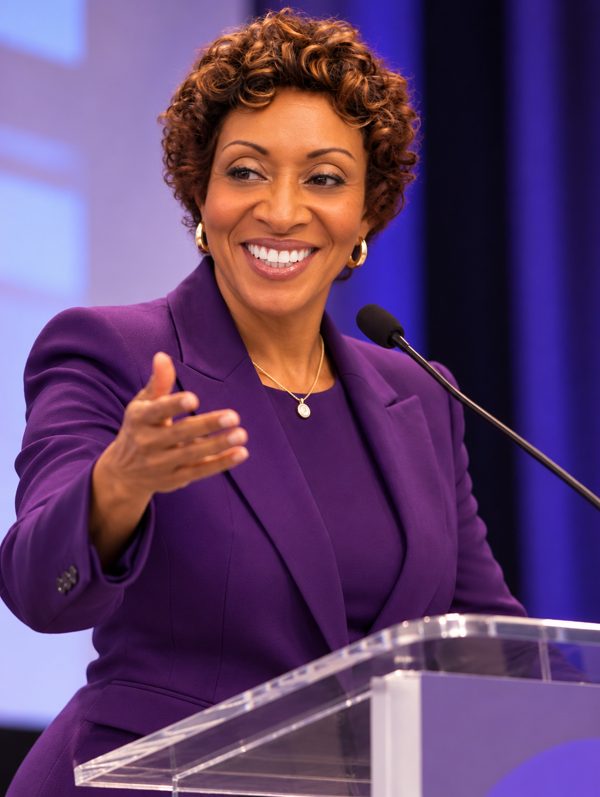 Promotional image of Dr. Dōnnie R. Johnson at a podium